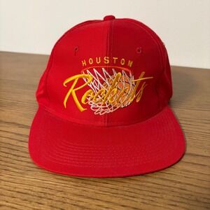 Vintage 90s‎ Houston Rockets Drew Pearson Snapback Hat Script NBA Star Bill OSFA